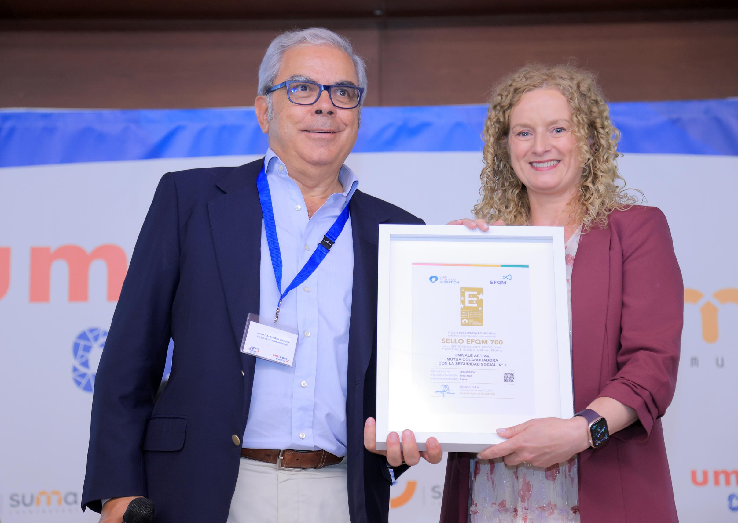 Umivale Activa renueva el Sello EFQM 700 y refuerza su compromiso con una gestión excelente y sostenible